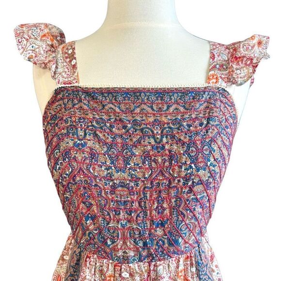 NWOT Haute Hippie Flutter Sleeve Embroidered Crochet Bohemian Print Open Tie Bac - Picture 3 of 16